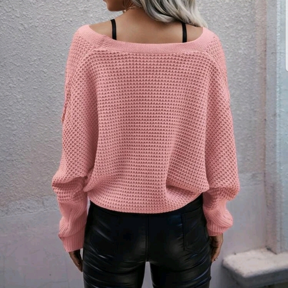 Cozy Up split neck Sweater - pink - Picture 4 of 4
